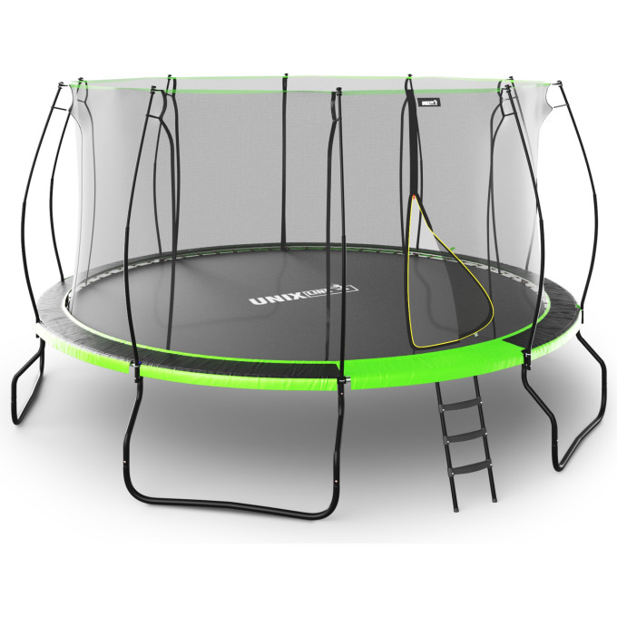 Батут UNIX Line 14 ft UFO Green с защитной сеткой и лестницей TRUF14GR5